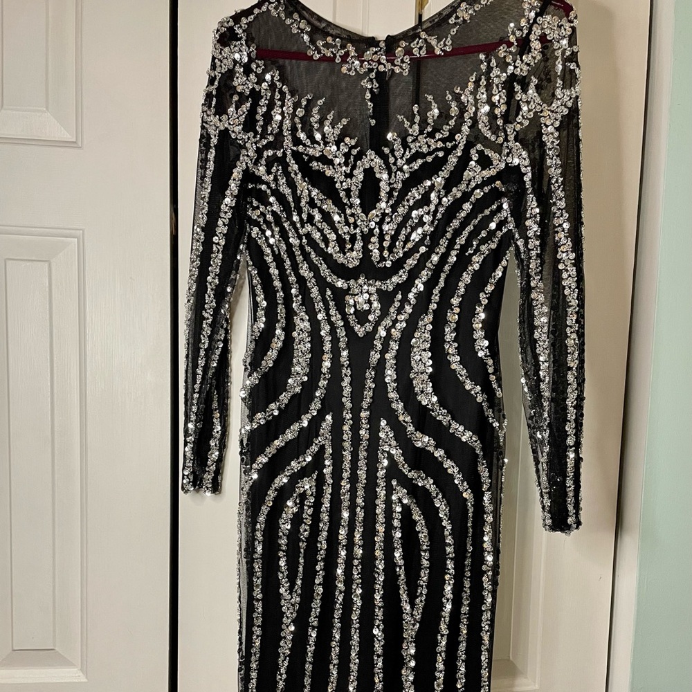 Black and Silver Long Sleeve Dress - Picture 4 of 4